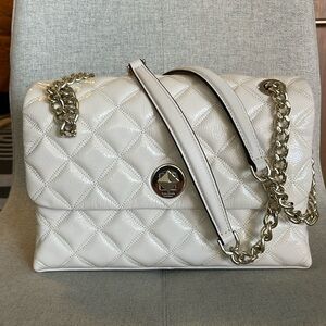 Kate Spade Natalia white patent leather large flap